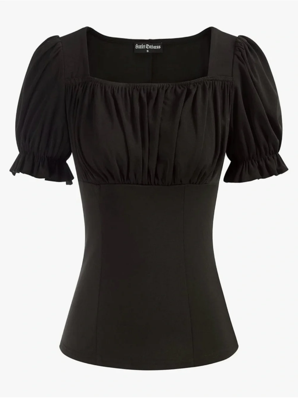 Black puff sleeve Renaissance-style top - Picture 3 of 6